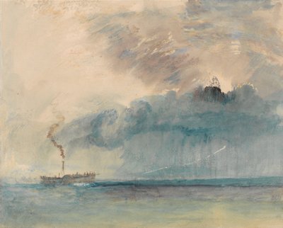 Een raderstoomboot in een storm door Joseph Mallord William Turner